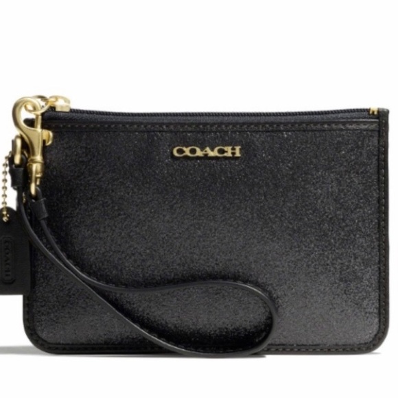 Coach Handbags - COACH BLACK SPARKLY WRISTLET WITH TWO CARD SLOTS